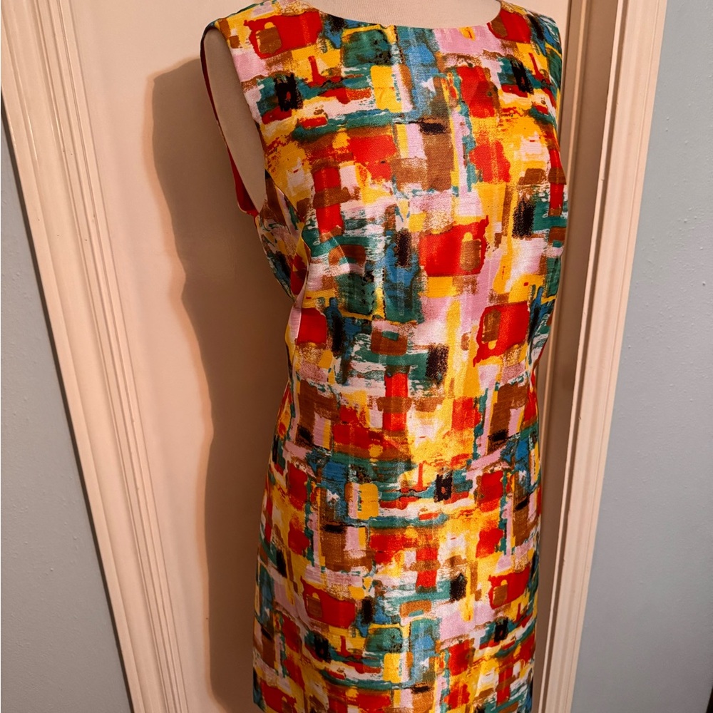 Multicolored Sleeveless Sheath Midi Dress for Cocktail